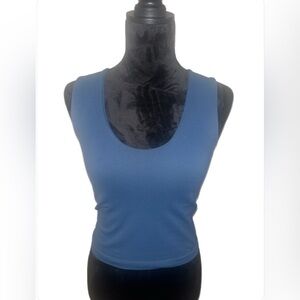 Free People Blue Fitted Crop Tank Top- M/L